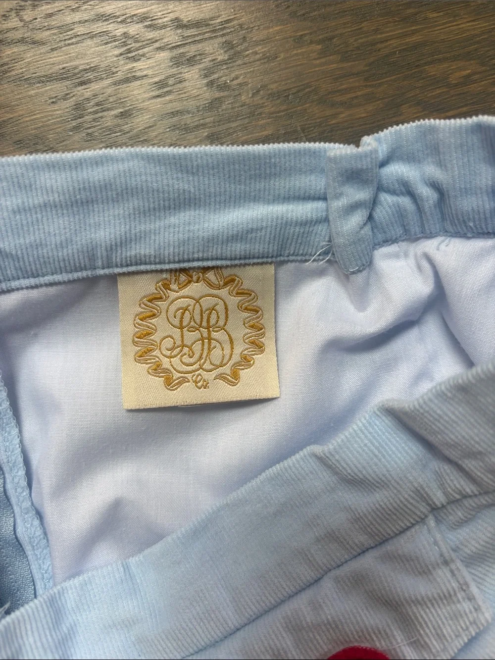 Beaufort Bonnet 3T Adorable Girls Light Blue Skirt with Red Heart Appliqués